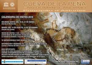 Cartel explicativo para las visitas a la cueva de La Peña
