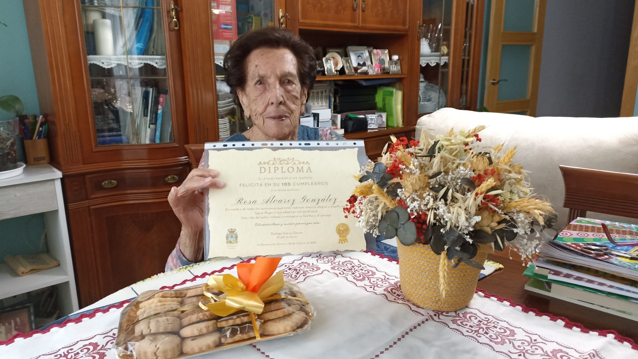 La quirosana Rosa Álvarez, cien años y matriarca de cinco generaciones