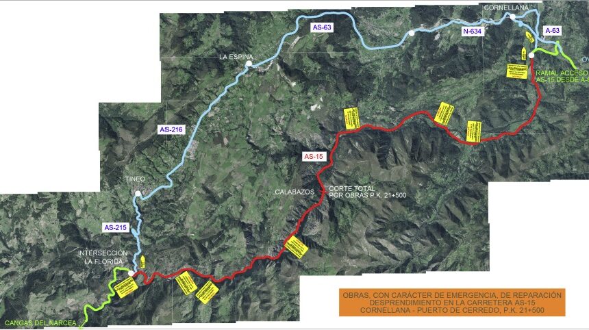 corte cornellana Cortes de tráfico en el corredor del Narcea para reparar el argayo de Calabazos